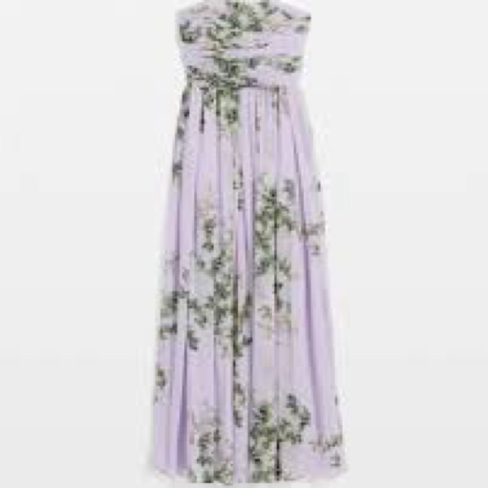 Light Purple Floral Strapless Chiffon Formal Maxi Dress WHITE HOUSE BLACK MARKET - Picture 4 of 4